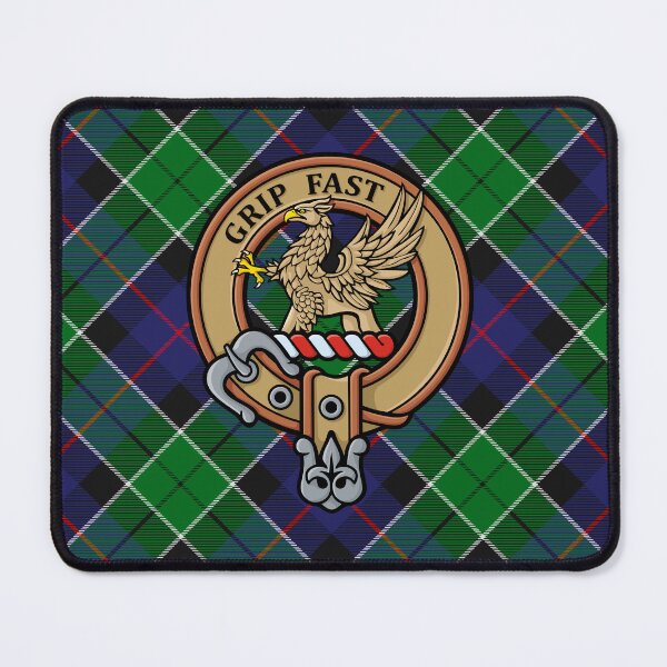 Item preview, Clan Leslie Crest over Hunting Tartan designed and sold by sifis.