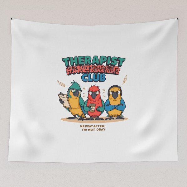 Item preview, Therapist Club Parrot Humor – Funny Mental Health Quote “I’m Not Okay” Design designed and sold by ZyricZyric.
