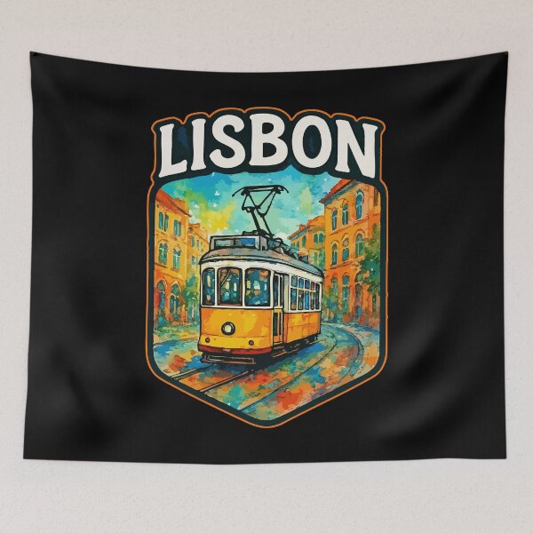 Item preview, Lisbon Portugal Tram Colorful Watercolor Travel designed and sold by TomFrontierArt.