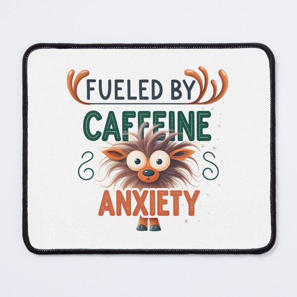 Item preview, Fueled by Caffeine & Anxiety – Funny Holiday Coffee Reindeer designed and sold by Enjoynit.