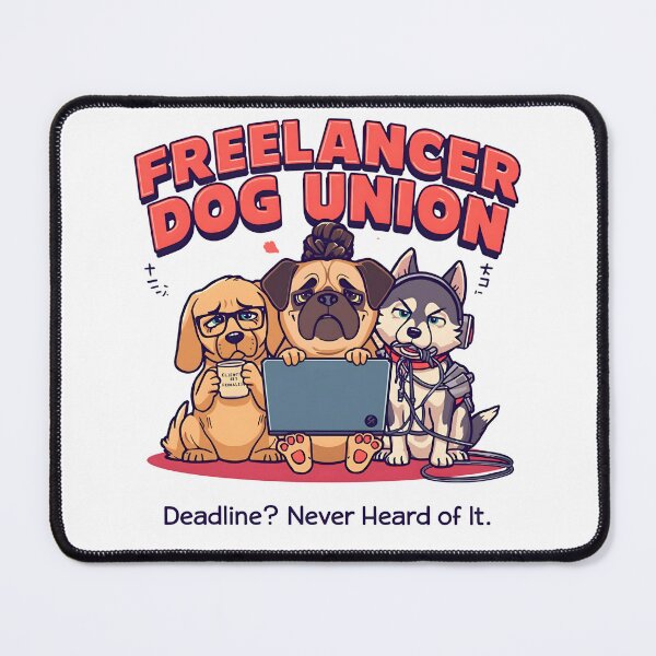 Item preview, Freelancer Dog Union – Funny Remote Work Dog Cartoon for Overworked Creatives designed and sold by ZyricZyric.