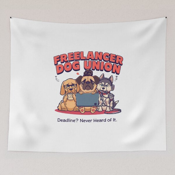 Item preview, Freelancer Dog Union – Funny Remote Work Dog Cartoon for Overworked Creatives designed and sold by ZyricZyric.