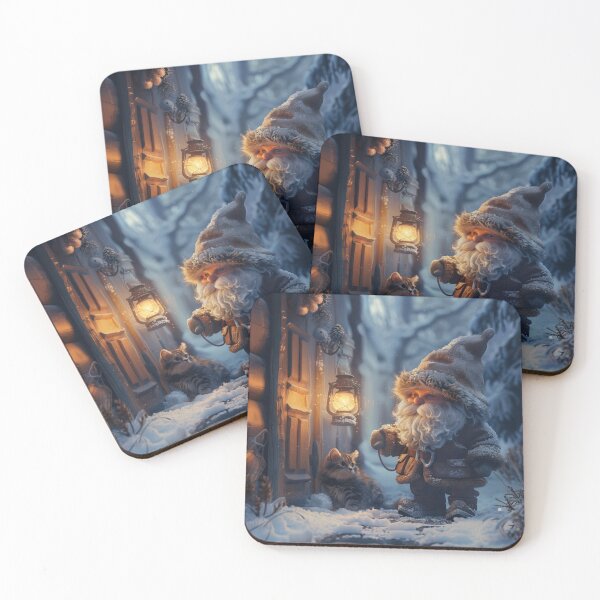 Item preview, Winter Gnome and Cat – Visitor in the Snow designed and sold by Erika Kaisersot.