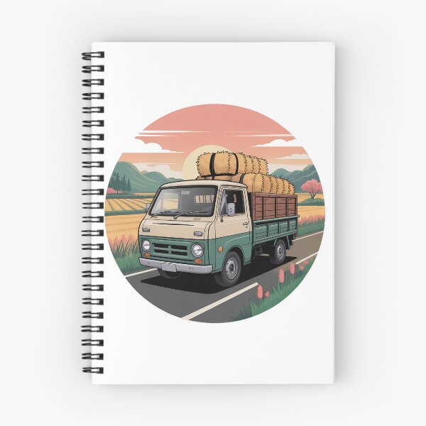 Item preview, Vintage Japanese Kei Truck on Rural Road – Retro Farm Workhorse Illustration designed and sold by VividOrganica.