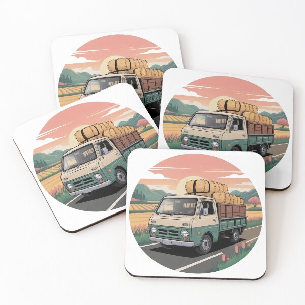 Item preview, Vintage Japanese Kei Truck on Rural Road – Retro Farm Workhorse Illustration designed and sold by VividOrganica.