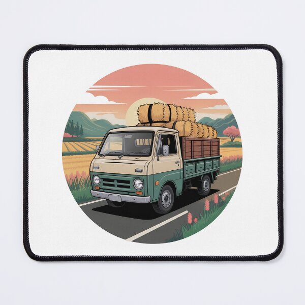 Item preview, Vintage Japanese Kei Truck on Rural Road – Retro Farm Workhorse Illustration designed and sold by VividOrganica.
