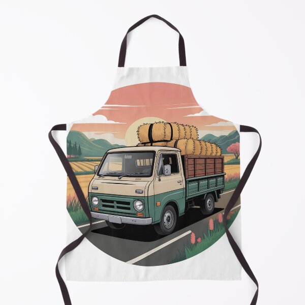 Item preview, Vintage Japanese Kei Truck on Rural Road – Retro Farm Workhorse Illustration designed and sold by VividOrganica.