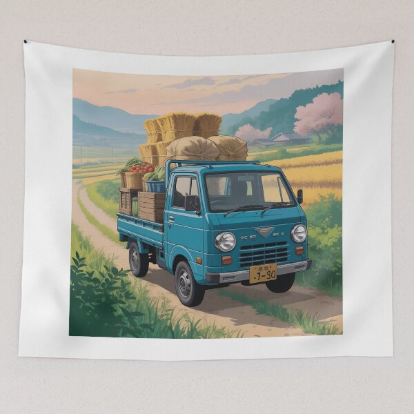 Item preview, Vintage Japanese Kei Truck Illustration – Rural Farm Workhorse Art designed and sold by VividOrganica.