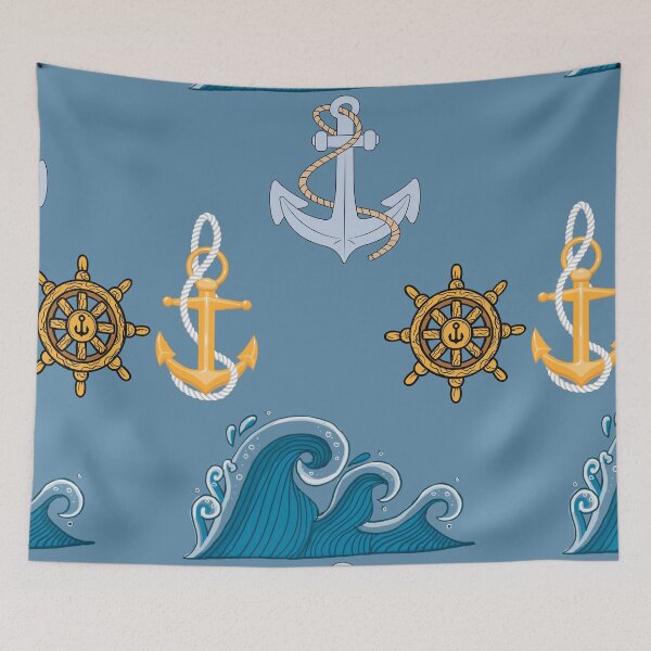Item preview, Ocean Adventures" – Nautical Anchor & Wave Pattern designed and sold by VAGABOND12.