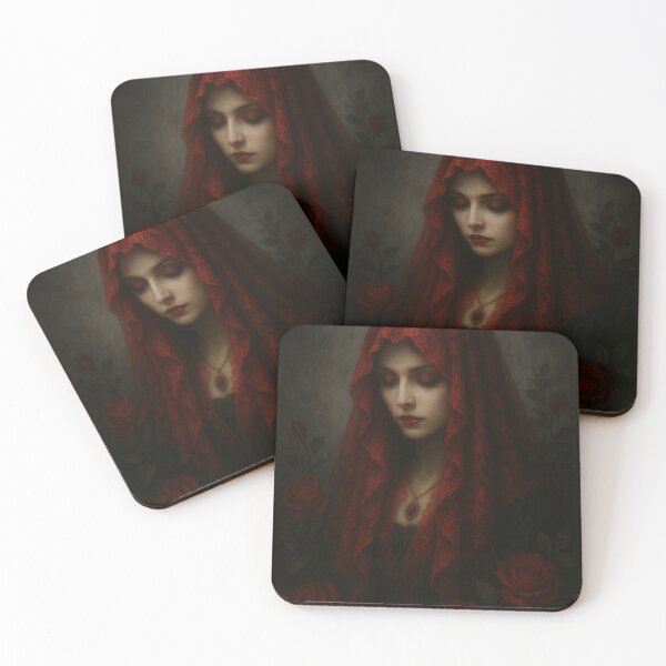 Item preview, The Crimson Veil – Gothic Lady in Red Roses Art designed and sold by Painted Moon by Luna Bee™.