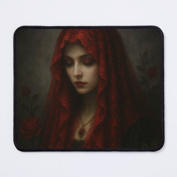Item preview, The Crimson Veil – Gothic Lady in Red Roses Art designed and sold by Painted Moon by Luna Bee™.