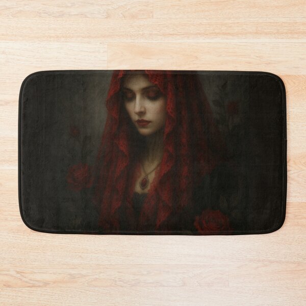 Item preview, The Crimson Veil – Gothic Lady in Red Roses Art designed and sold by Painted Moon by Luna Bee™.