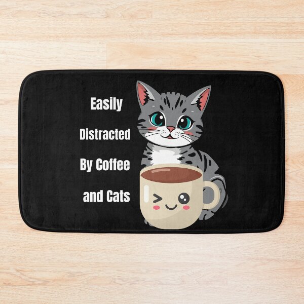 Item preview, Easily Distracted By Coffee and Cats – Funny Cat and Coffee Design designed and sold by chanshoping.