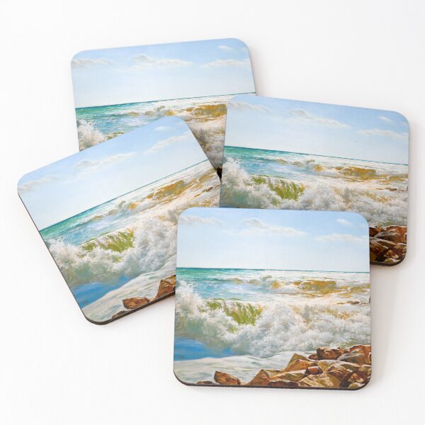 Item preview, Waves Breaking on the Rocks - Oil Painting Seascape designed and sold by LukianArtPrint.