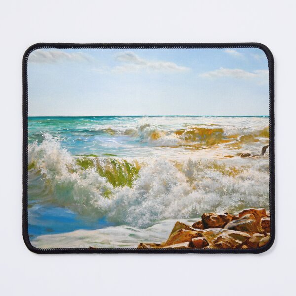Item preview, Waves Breaking on the Rocks - Oil Painting Seascape designed and sold by LukianArtPrint.