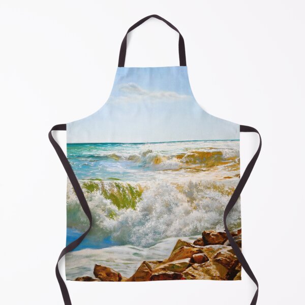 Item preview, Waves Breaking on the Rocks - Oil Painting Seascape designed and sold by LukianArtPrint.