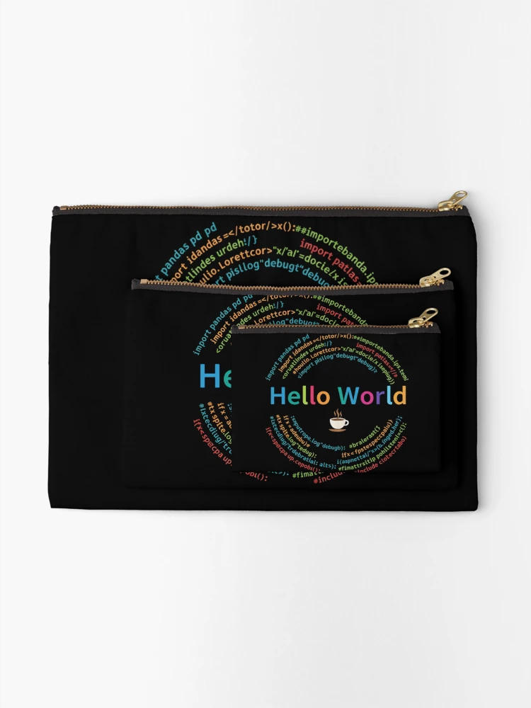 Thumbnail 2 of 4, Zipper Pouch, Coder Collection - Hello World designed and sold by MrAI-Store.