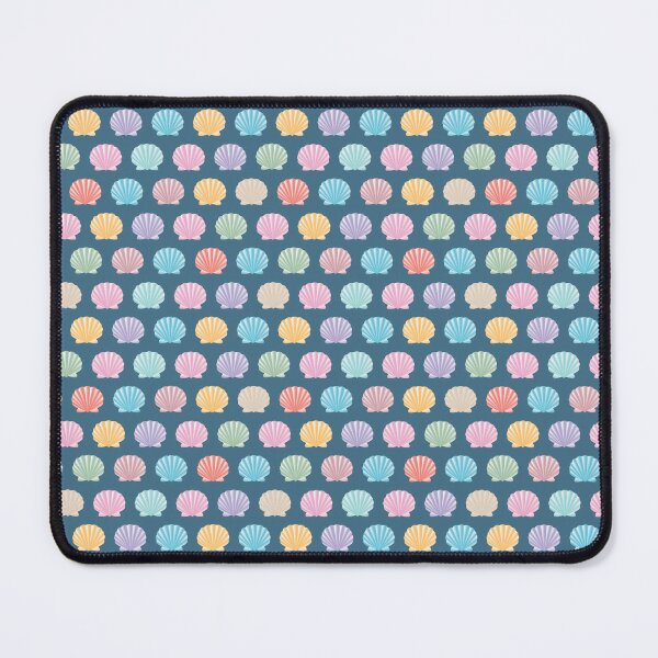 Item preview, Colorful scallop shells on blue background designed and sold by Scallop Designs.