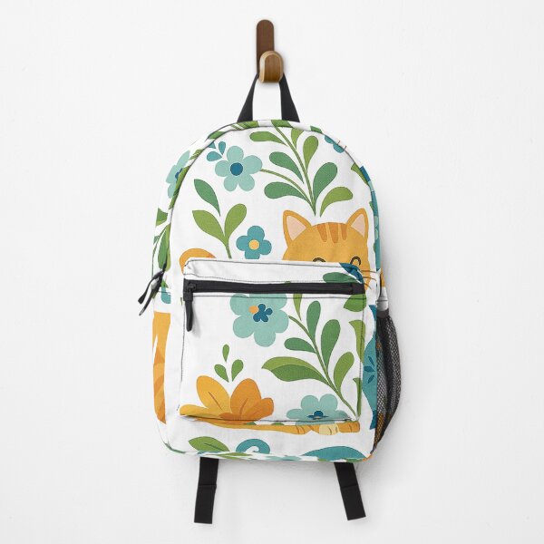 Item preview, Folk Art Floral Cats Illustration – Whimsical Cute Cat Design with Flowers designed and sold by Gold Turtle Lina.