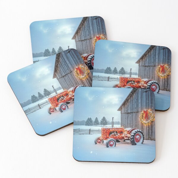 Item preview, Christmas Red Farm Tractor Decorated in Lights designed and sold by Maria Dryfhout.