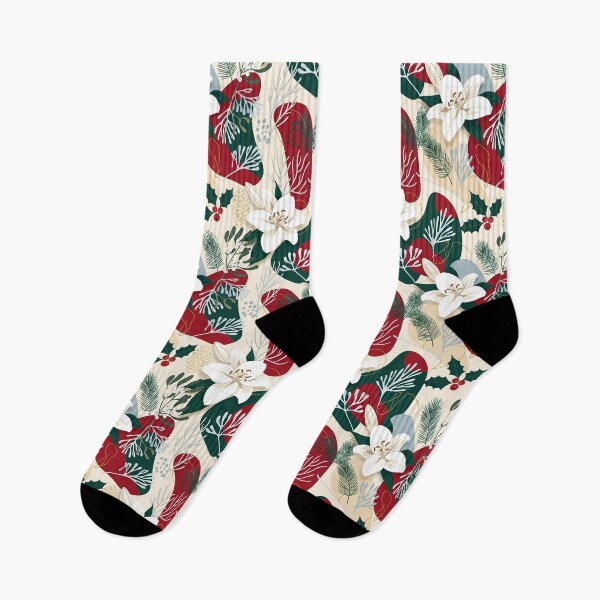 Item preview, Winter White Lily Christmas Botanical Pattern designed and sold by SeGoArtDesign.