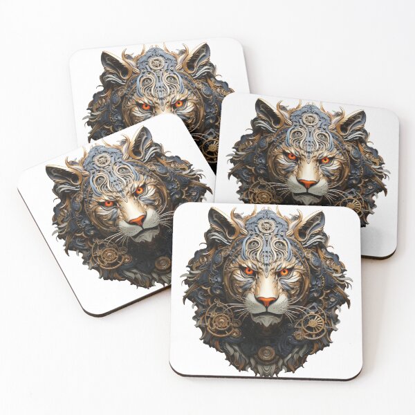 Item preview, Mechanical Tiger with Fiery Eyes and Gear Adornments designed and sold by Daagath.