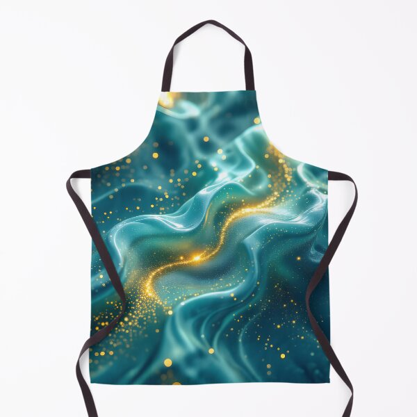 Item preview, Abstract flowing teal silk with a sparkling gold energy trail designed and sold by homydesign.