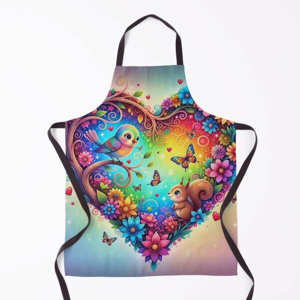 Item preview, Rainbow Bird and Squirrel in Heart of Flowers with Butterflies designed and sold by Pixel Pout.
