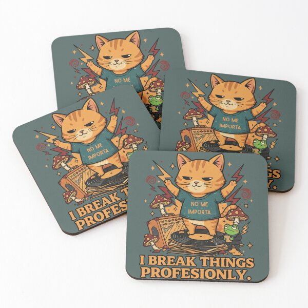 Item preview, I Break Things Professionally – Retro Rock Cat designed and sold by catastrocat.