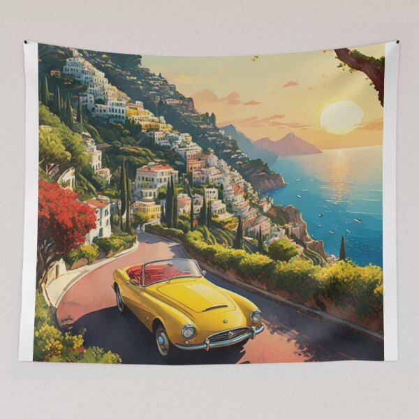 Item preview, Amalfi Coast Poster | Retro Italy Travel Print designed and sold by Esterlane.