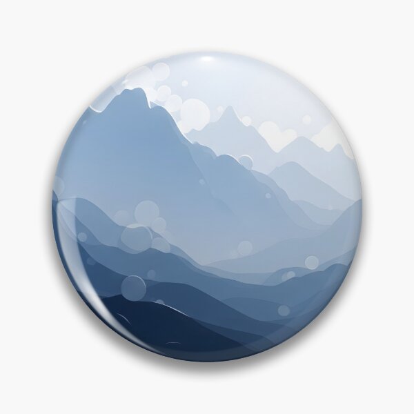 Item preview, Ethereal layered mountain landscape in blue monochrome designed and sold by homydesign.