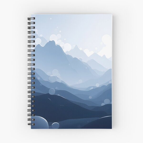 Item preview, Ethereal layered mountain landscape in blue monochrome designed and sold by homydesign.