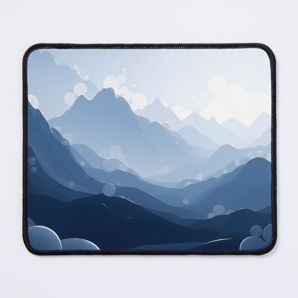 Item preview, Ethereal layered mountain landscape in blue monochrome designed and sold by homydesign.