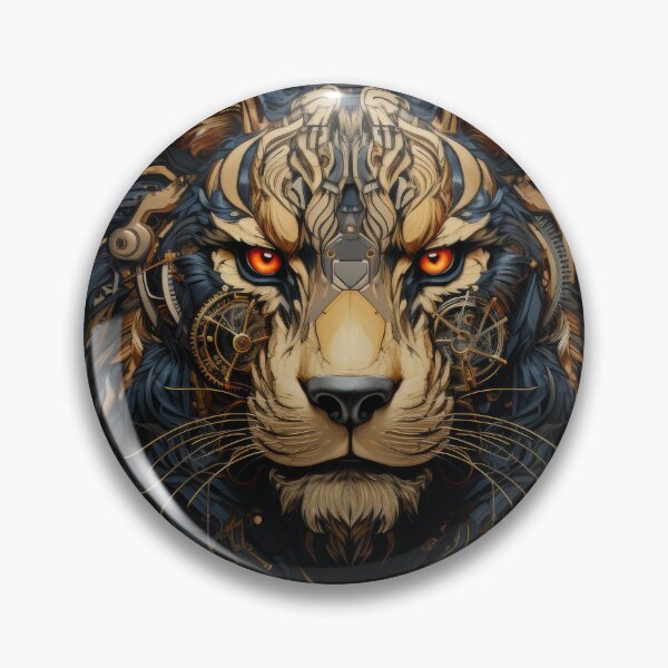 Item preview, Cyber Jungle Tiger with Fiery Eyes and Mechanical Mane designed and sold by Daagath.