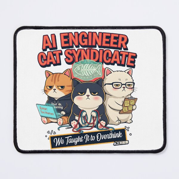 Item preview, AI Engineer Cat Syndicate – Funny Overthinking Cat Tech Meme Design for Programmers & AI Enthusiasts designed and sold by ZyricZyric.