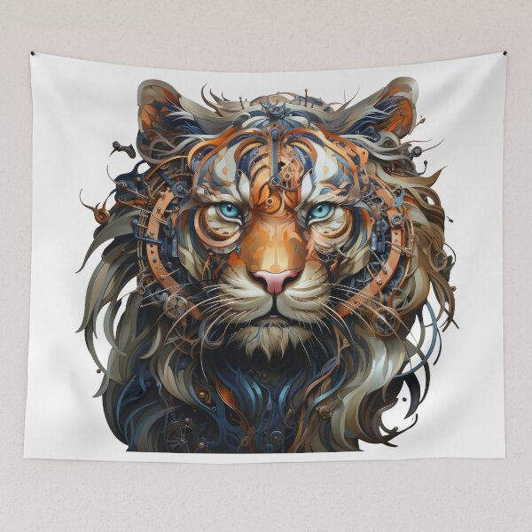 Item preview, Cyber Tiger with Icy Eyes and Flowing Mechanical Mane designed and sold by Daagath.