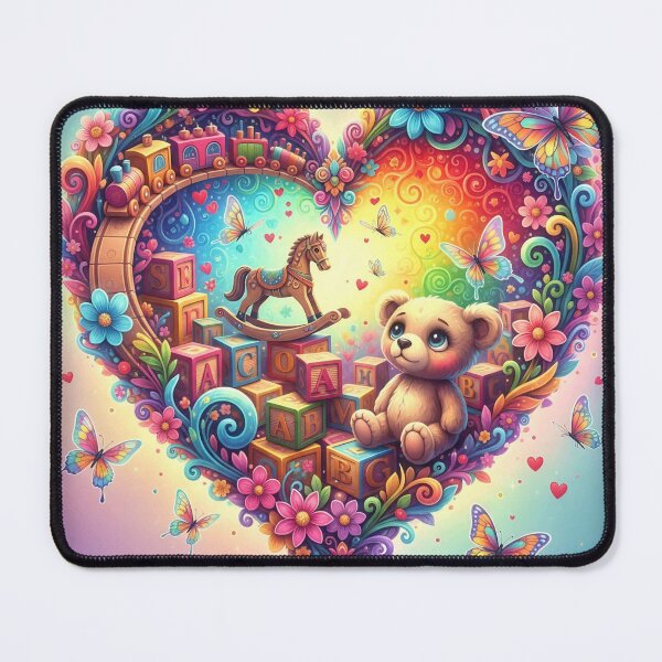 Item preview, Rainbow Teddy Bear in Heart of Toys and Butterflies Nursery Art designed and sold by Pixel Pout.