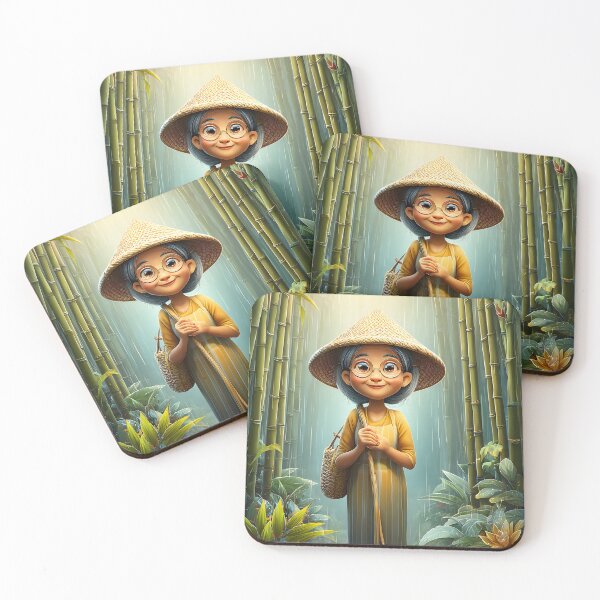 Item preview, Cheerful Girl in Bamboo Forest with Straw Hat designed and sold by Artessie.