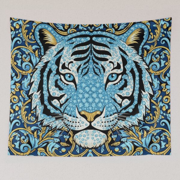 Aperçu de l'œuvre Tigre bleu ciel et baroque doré créée et vendue par DesignsByPrnces.