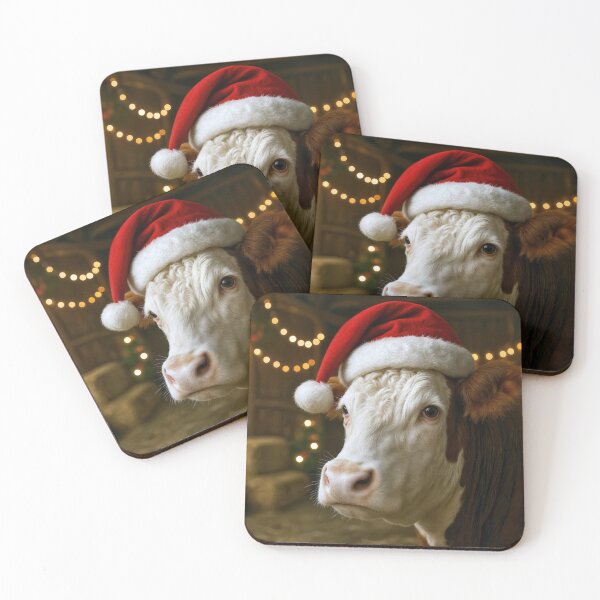 Item preview, Christmas Hereford Cow Wearing a Santa Hat designed and sold by Maria Dryfhout.