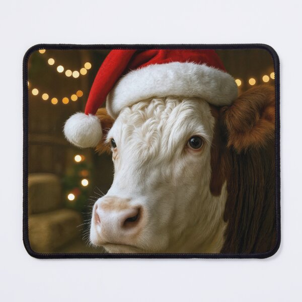 Item preview, Christmas Hereford Cow Wearing a Santa Hat designed and sold by Maria Dryfhout.