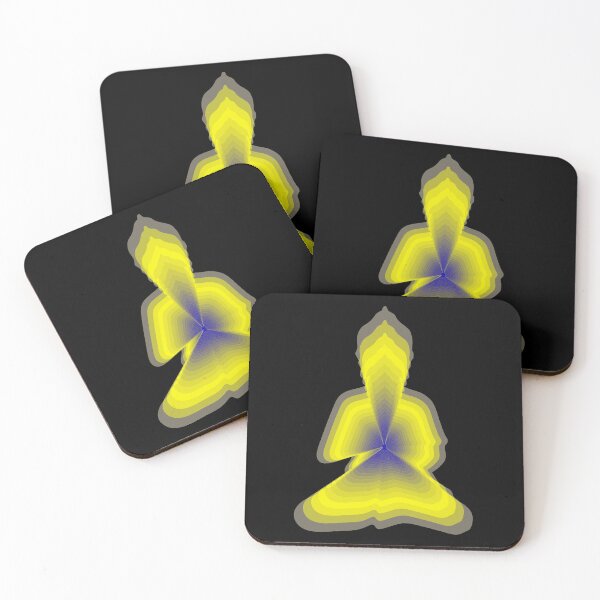 Item preview, budda, light energy, silhouette in yoga pose with a modern graphic echo effect minimalist spiritual design designed and sold by rikyfreestyle.