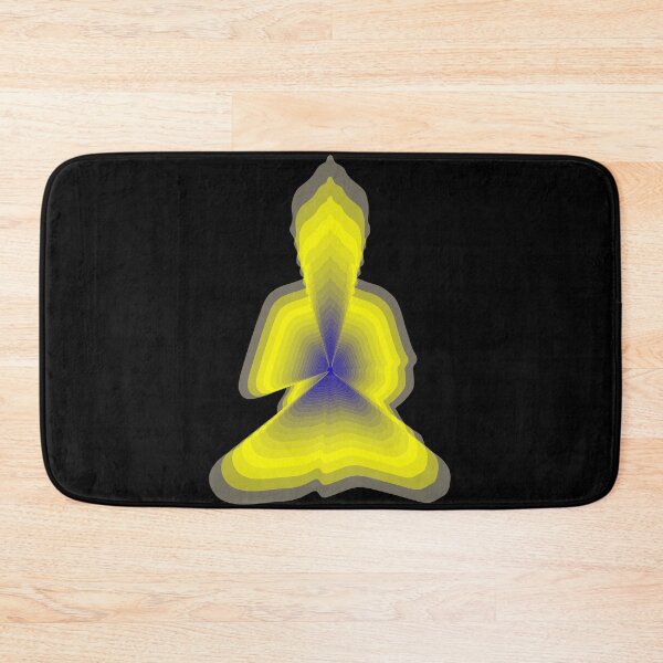 Item preview, budda, light energy, silhouette in yoga pose with a modern graphic echo effect minimalist spiritual design designed and sold by rikyfreestyle.