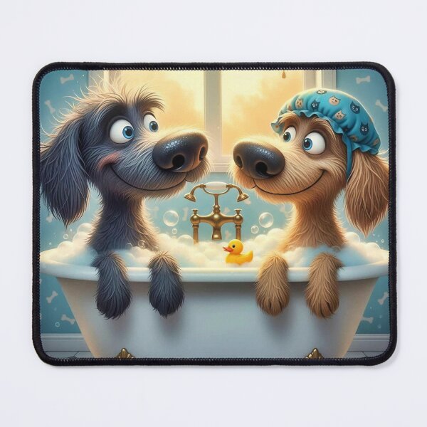 Item preview, Cute Cartoon Dogs Taking a Bubble Bath with Rubber Duck designed and sold by Pixel Pout.