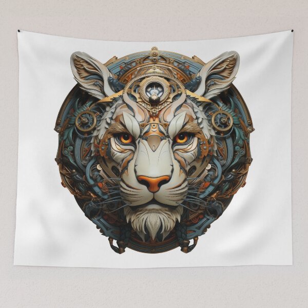Item preview, Ornate Cyber Tiger with Symmetrical Gearwork designed and sold by Daagath.