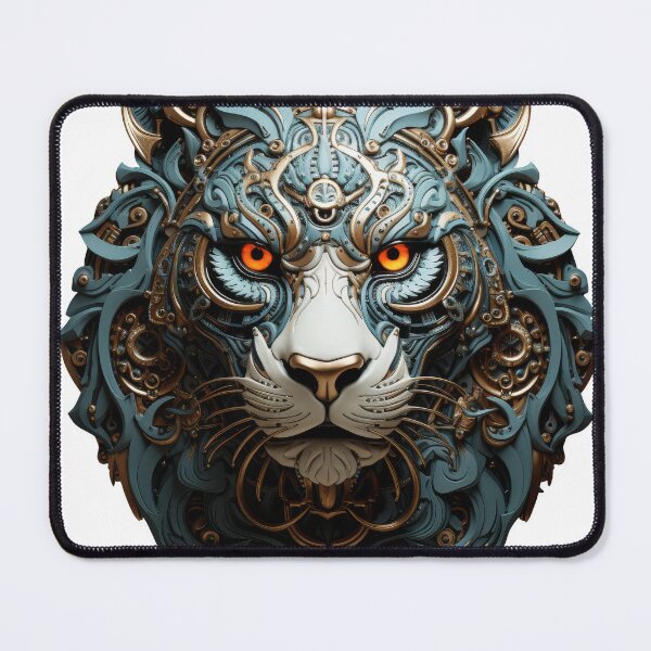 Item preview, Cyber Tiger with Ornate Turquoise Armor and Fiery Eyes designed and sold by Daagath.