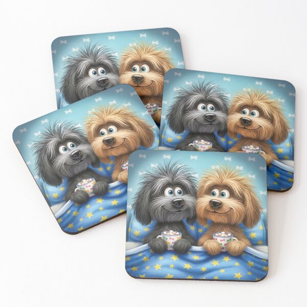 Item preview, Cute Cartoon Dogs in Bed Drinking Hot Chocolate designed and sold by Pixel Pout.
