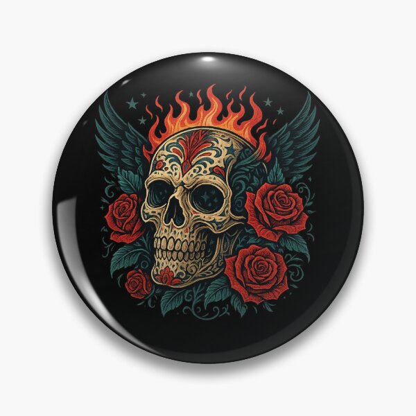 Item preview, Symmetric Winged Skull with Roses designed and sold by LaNadaYFundante.