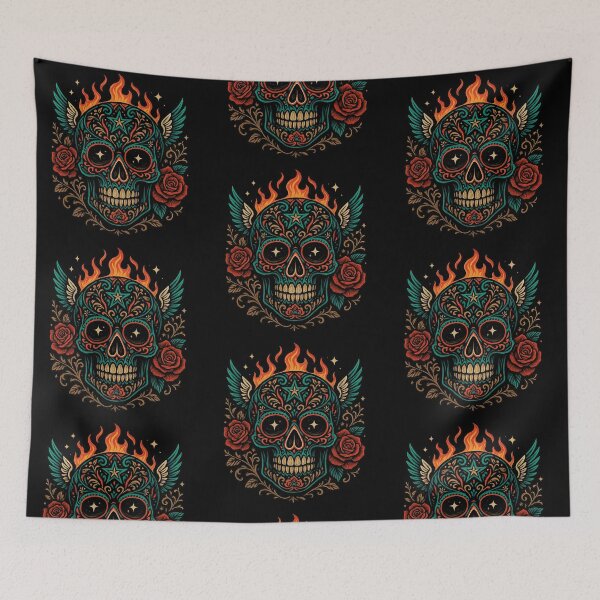 Item preview, Three-Quarter Skull with Roses and Wings designed and sold by LaNadaYFundante.