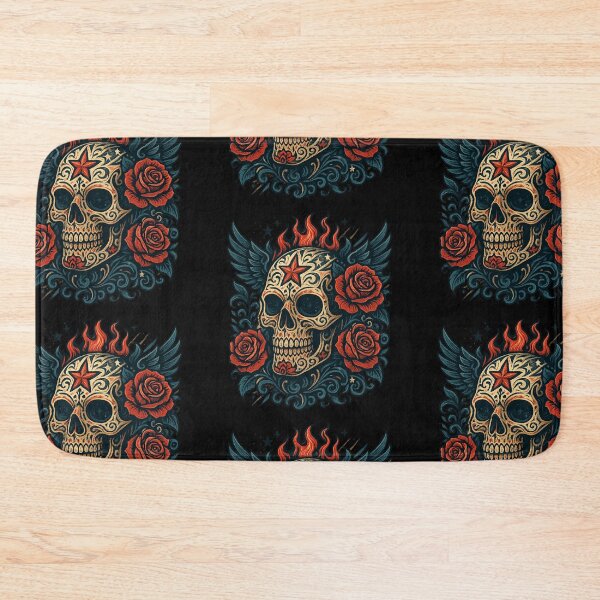 Item preview, Three-Quarter Skull with Roses and Stars designed and sold by LaNadaYFundante.